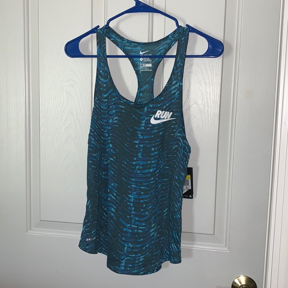 Nike Dri-Fit Blue Multi-color Racerback Running Tank Top, NWT Size S